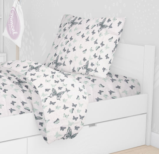 Dimcol Butterfly Παιδική Μαξιλαροθήκη από 100% Βαμβάκι 50x70εκ. 57 Green