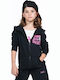 Body Action Girls Athleisure Hooded Sweatshirt with Zipper Black