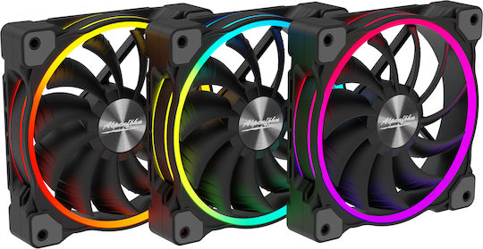 Alpenfoehn Wing Boost 3 Case Fans 120mm (2200rpm / 77.92cfm) with ARGB Lighting and 4-Pin Molex Connection Pack of 3