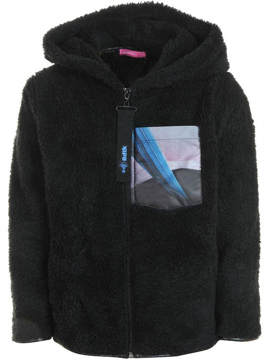 Athletic Kids Sweatshirt Cardigan Fleece with Hood Black
