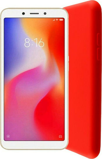 Lime Velvet 4 Umschlag Rückseite Silikon Rot (Redmi 6a)
