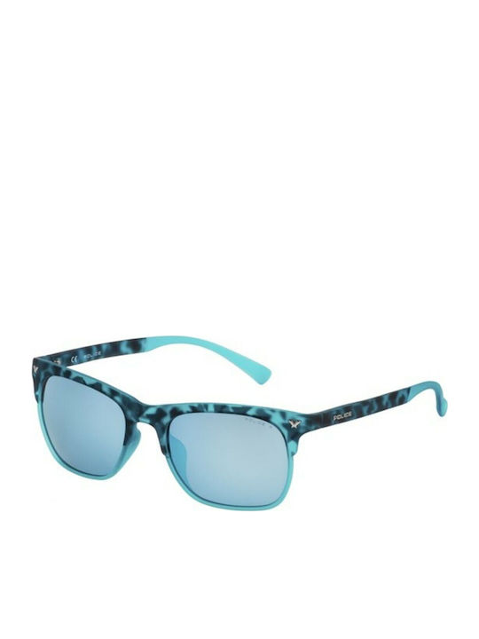 Police Men's Sunglasses with Multicolour Plastic Frame and Blue Lens SK04449LB