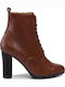 Caprice Leather Women's Ankle Boots Tabac Brown