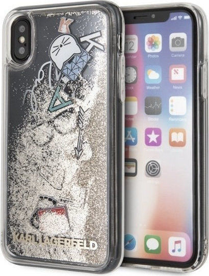 Karl Lagerfeld Liquid Glitter Back Cover Πλαστικό Χρυσό (iPhone X / XS)