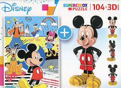 Puzzle pentru Copii Disney Mickey 2 In 1 pentru 5++ Ani 104buc Clementoni