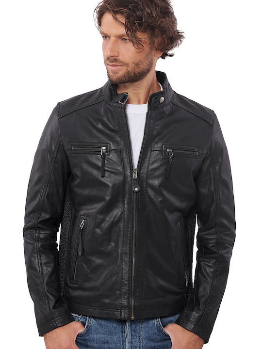 ALPHA SRV BUFFALO BLACK - AUTHENTISCHE SCHWARZE LEDERJACKE FÜR MÄNNER