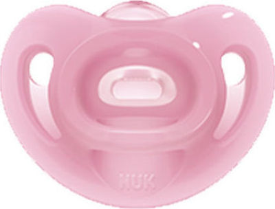 Nuk Orthodontischer Schnuller Silikon Sensitive Pink mit Etui für 0-6 Monate 1Stück