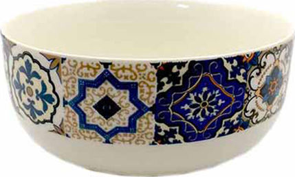 Homestyle Patchwork Serving Bowl Round made of Porcelain Blue with Diameter 14.5cm 6pcs