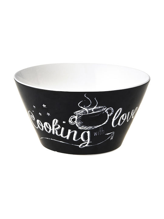 Dutch Rose Soul Cereal Serving Bowl Round made of Porcelain Black with Diameter 14cm