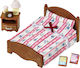 Epoch Toys Miniature Toy Semi Double Bed Sylvanian Families for 3+ Years 100cm.