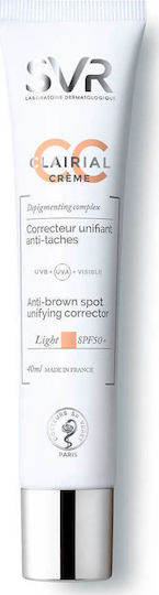 SVR Laboratoire Dermatologique Clairial CC Cremă SPF50+ Light Hidratare Cremă de Față de Zi cu SPF50 50ml
