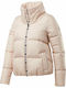Short Women's Puffer Jacket for Winter Beige