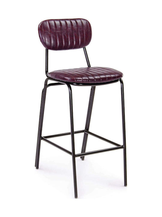 Stool Bar with Backrest Upholstered with Leatherette Brown 2pcs 44x51x100cm