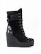 New Matic 808 Suede Women's Ankle Boots Platform Black