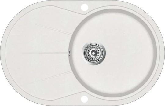 vidaXL Drop-In Spüle aus Verbundgranulat B78xT50cm White