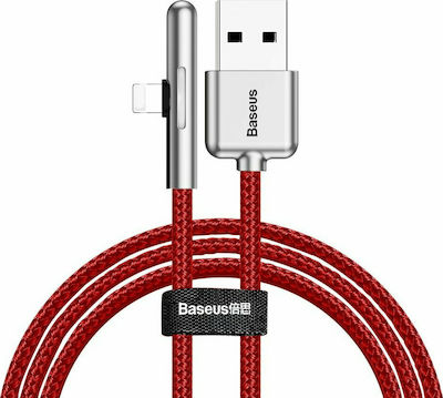 Baseus Iridescent Lamp Unghi (90°) / Împletit USB-A la Cablu Lightning Roșu 1m (CAL7C-A09)