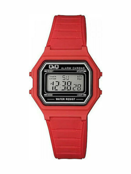 Q&Q Digital Men's Watch 33mm Battery with Red Rubber Strap