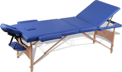 vidaXL Κρεβάτι Μασάζ Φυσικοθεραπείας 3 Θέσεων σε Μπλε Χρώμα