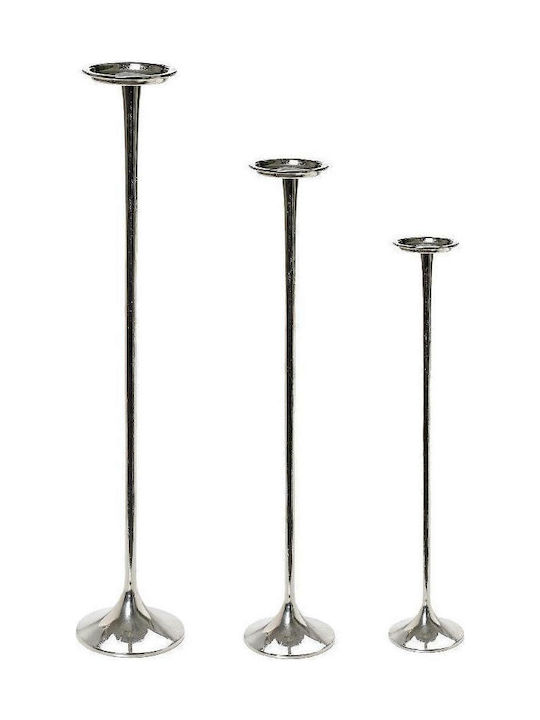 Espiel Set of Candle Holders Metal in Silver Color 3pcs