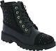 IQ Shoes Holly Kids Suede Military Boots with Zipper Black