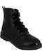 Alexis Leather Kids Boots with Zipper Black