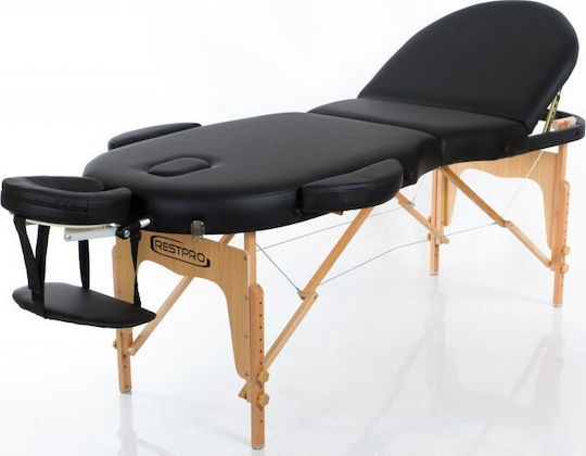 Rest Pro VIP Oval 3 Κρεβάτι Μασάζ και Φυσικοθεραπείας Φορητό/Πτυσσόμενο Μαύρο από Ξύλο 192x70εκ.