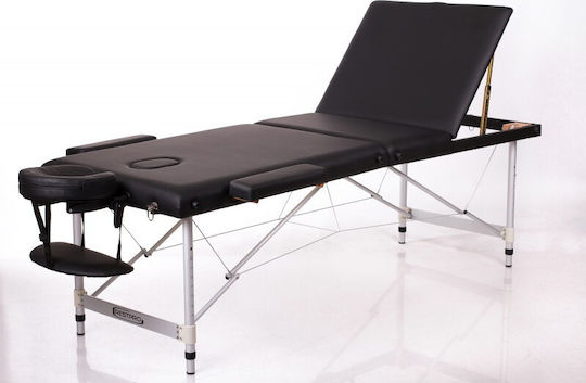 Rest Pro Alu 3 Pat Masaj și Fizioterapie Portabil Negru din Aluminiu 192x70cm