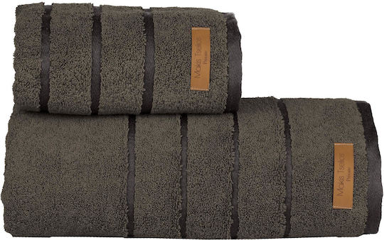 Makis Tselios Home Set of Bath Towels 2 pcs Private Steel Gray Weight 600gsm