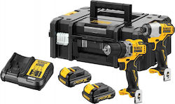 Dewalt -QW Set Mașină de găurit & Șurubelniță cu impact 12V cu 2 baterii 1.3Ah și husă