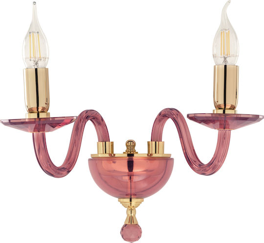 Ondaluce Classic Lamp Wall with Socket E14 Red 20x32x32cm