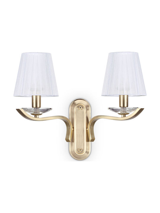 Ideal Lux Pegaso AP2 Klassisch Wandleuchte mit Fassung E14 Gold Breite 43cm