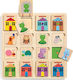 Ξύλινο Παιδικό Puzzle Σφηνώματα Cabanimo 16pcs για 3+ Ετών Djeco