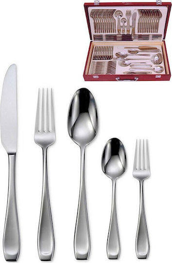 Karvounis Set de Tacâmuri Inoxidabil Argintiu 72buc cu Set de tacâmuri