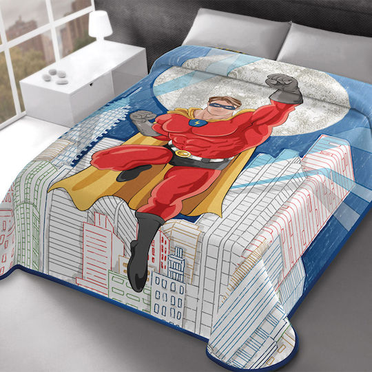 Belpla Decke Kinderdecken Samt Blau 160x220cm