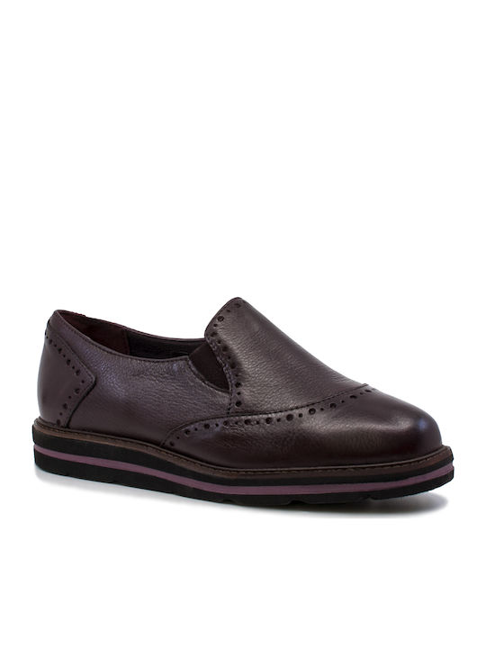 Salandra Wine Ανατομικά Γυναικεία Slip-On Δερμάτινα Μπορντό