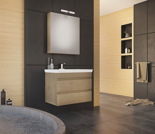 Drop Luxus 70 Шкаф със Мивка & Огледало със светлина Меламин Д68xШ40xВ50см PL Wood Drop Luxus 70 Шкаф със Мивка & Огледало със светлина Меламин Д68xШ40xВ50см PL Wood