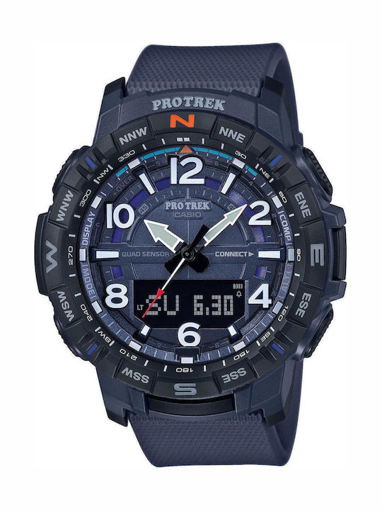 Casio Pro Trek Men's Watch 57.5mm Chronograph Battery with Blue Rubber Strap