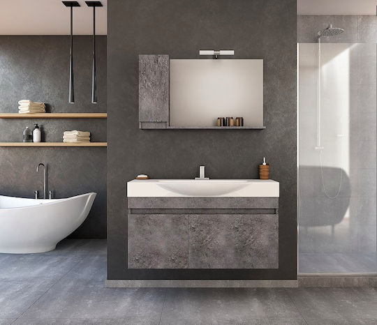 Drop Senso 105 L Шкаф със Мивка & Огледало Д102xШ38xВ50см Гранит