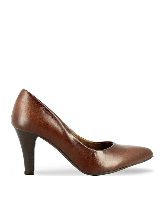 Ragazza Leather Pointed Toe Heel with Stiletto Heel Tabac Brown