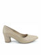 Leather Pointed Toe Beige Medium Heels
