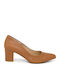 Anatomic Leather Pointed Toe Camel Medium Heels