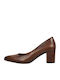 Ragazza Leather Pointed Toe Brown Medium Heels