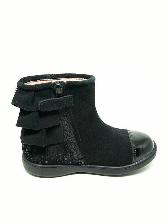 Garvalin Leather Kids Boots with Zipper Black