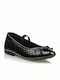 Geox Kids Anatomic Patent Leather Ballerinas with Elastic Strap Black