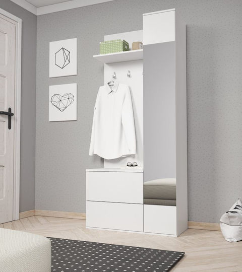 Green Mobilier de Intrare cu Oglindă / Cuier / Dulap pentru Pantofi & Dulap Alb 90x34x195buc Green Mobilier de Intrare cu Oglindă / Cuier / Dulap pentru Pantofi & Dulap Alb 90x34x195buc