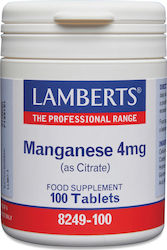 Lamberts Magnanese (as Citrate) 8249 4mg 100 tabs