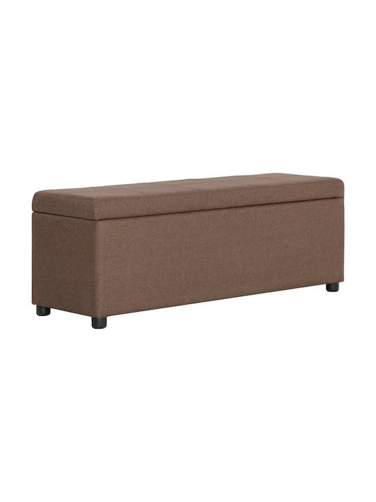 Stool Bench Stool With Storage Space Upholstered with Fabric Brown 116x38x43cm