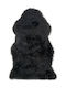 Tapicap Sheepskin Shaggy Woolen Bedroom Rugs Set Black 3pcs