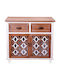 Living Room Display Cabinet made of Particle Board with Glass White / Walnut 80x35x80cm