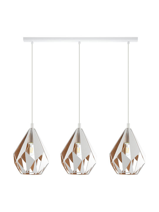 Eglo Carlton Pendant Light Three-Light Rail for Socket E27 White